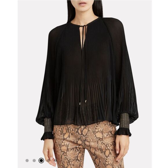 DEREK LAM 10 CROSBY Helena Pleated Chiffon Blouse size 2 - Picture 3 of 16